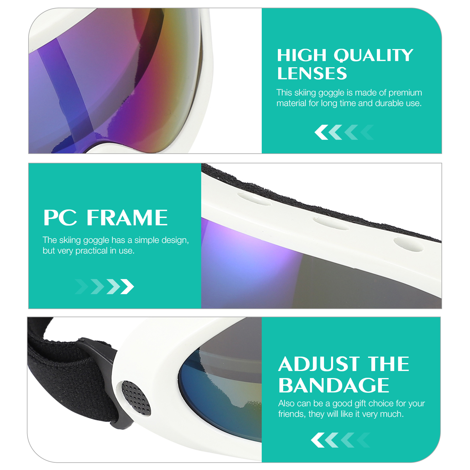 1 Pair Ski Gogglespremium Durable For Skiing Mountaineering Cycling Outdoor Sports Eyewear Protective Glasses Anti-Glare Snow