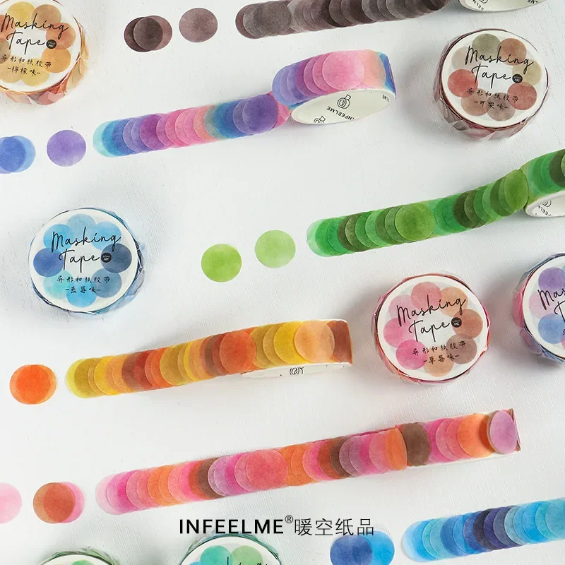 100Pieces Washi tape fruit hard candy series polka dot tape Paper Label Sealing Stickers Round Adhesive Scrapbooking Decorative