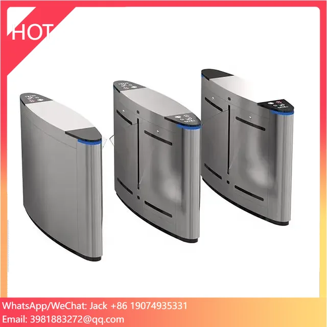 Electronic Fingerprint Turnstiles Pedestrian Entrance Swing Barrier Gate For Factories & Hotels Wing Gate With Used Flap
