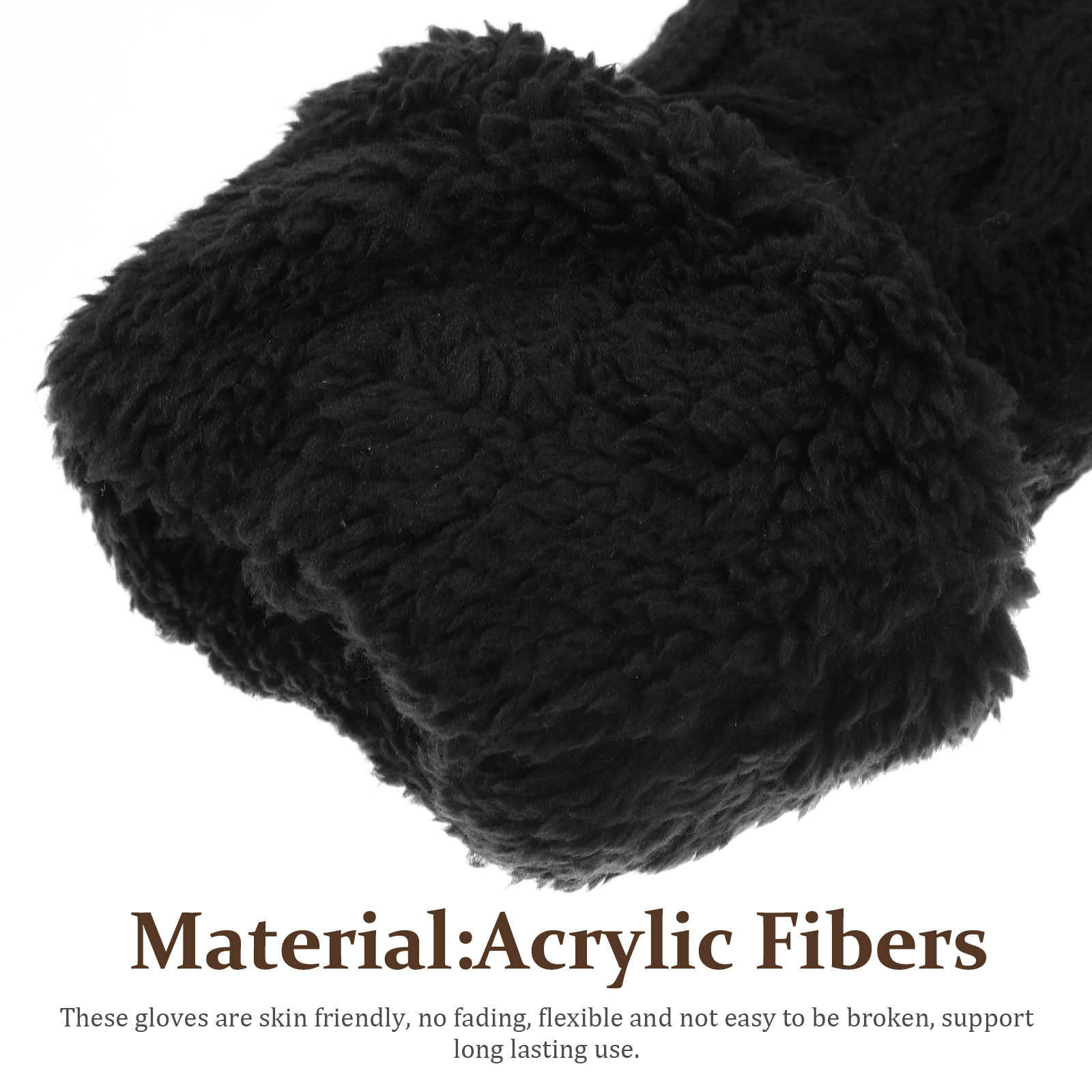 1 Pair Hand-Woven Acrylic Winter Gloves Thickened Warm Stretchable Comfortable Outdoor Mittens For Skiing Snowboarding Ice