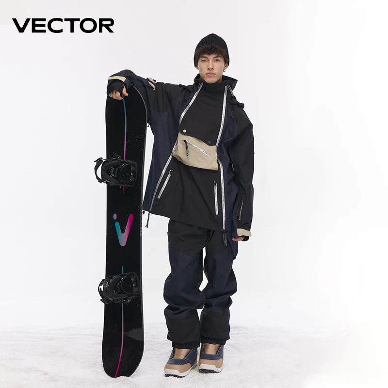 VECTOR 3L Double Zipper Ski Suit Set Women Man Winter Women Jackets and Pants Warm Waterproof Women  Outdoor Ski Bike Camping