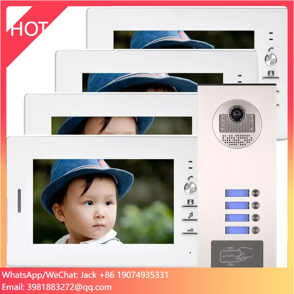 Multi family Wired Video Door Phone RFID Audio Visual Intercom System 1 Camera