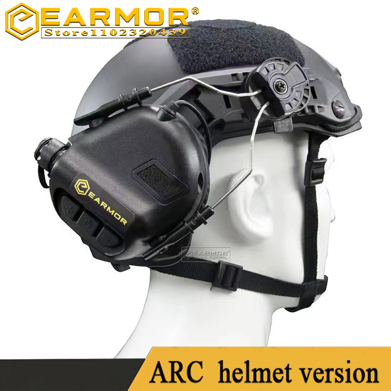 earmor M31H Airsoft Helmet Headphones Hunting Tactical Headphones Military Helmet Earmuffs for FAST Helmets ARC Rail