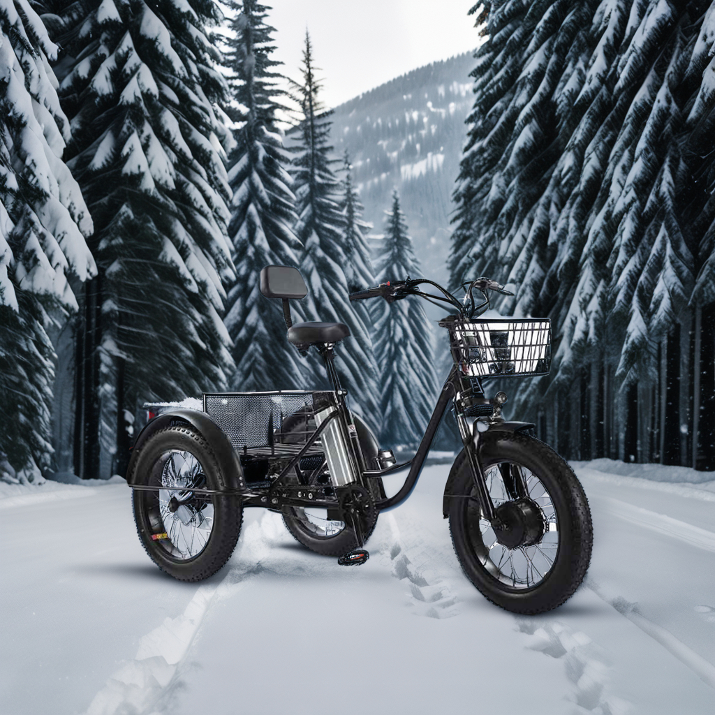Detachable Wide Tire Electric Scooter With Foot Pedal Power-Assisted Fat Tire Tricycle Lithium Battery For Snow Use