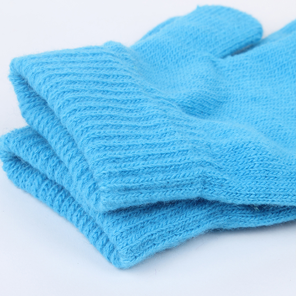 Kids Gloves Medium Unisex Acrylic Puff Ball Winter Warm Stretchy Snow Gripper Rubber Palm Anti-Slip Comfort Fit