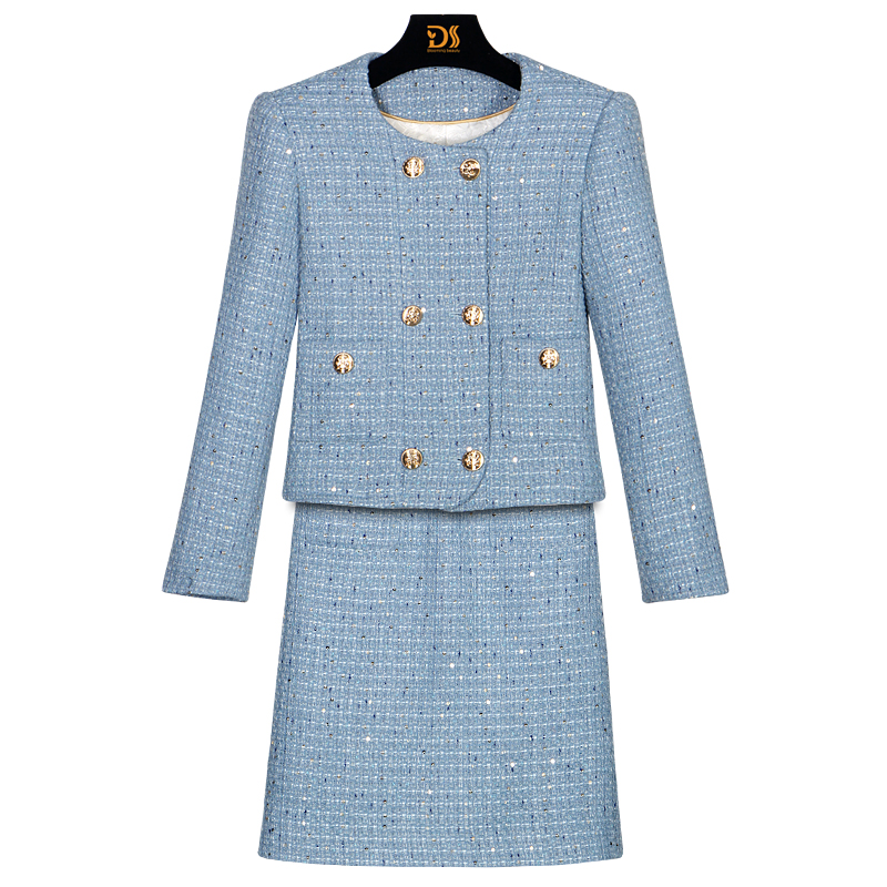 2025 new fashion and elegant high-end heavy industry sequined temperament and design tweed suit for ladies