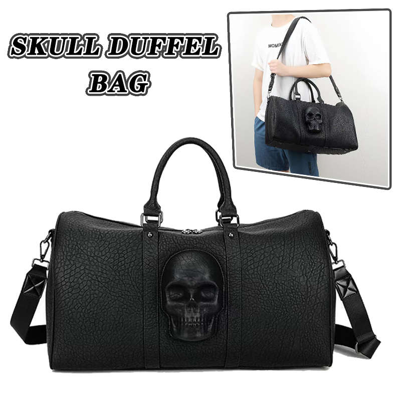 Edgy Skull Print Duffel Bag Waterproof Anti-Theft Travel Bag for Women & Men - Large Carry-On Luggage Gym Tote Shoulder Satchel