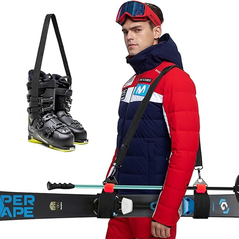 Ski Carrier Strap Snowboard, Pole and Boot Carry Sling Straps Adjustable Ski Wraps Cushioned Shoulder Skiing Gear Equipment