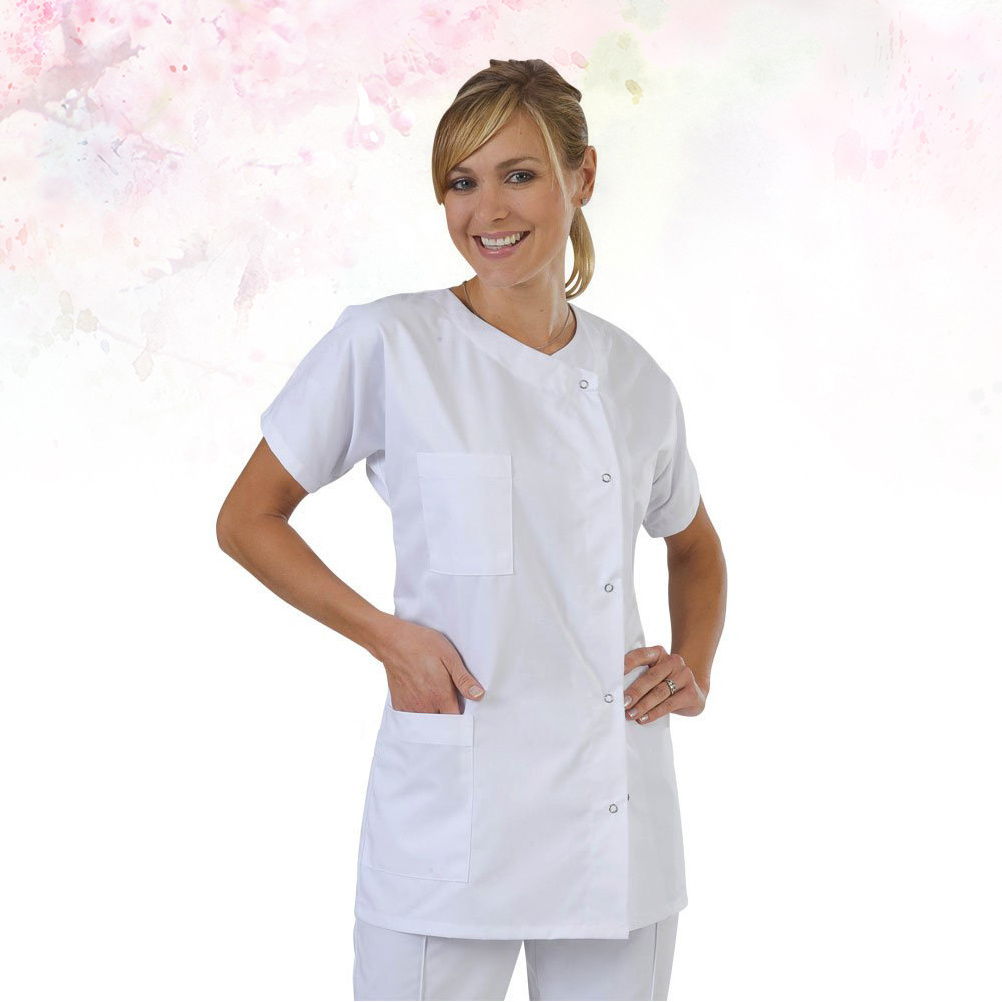 White Short Sleeve Doctor Nurse Working Suit Breathable Comfortable Medical Uniform For Cosplay L Xl Xxl 100% Cotton