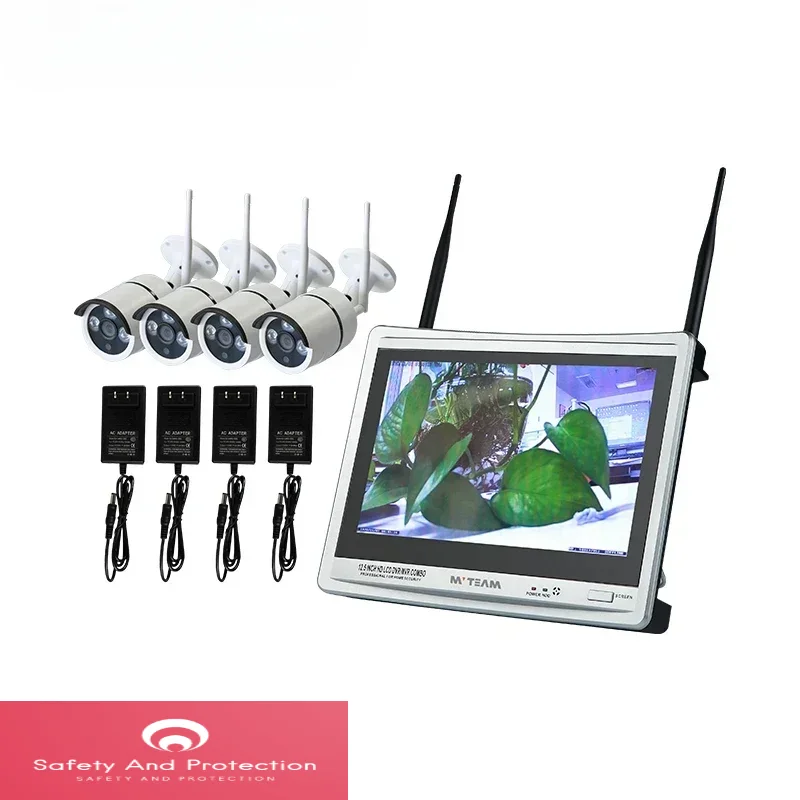 12.5 Screen 4CH P2P Wireless IP Camera NVR Kit All in One Cctv Pack Wifi Camera Nvr System 4 Ch Security Kit