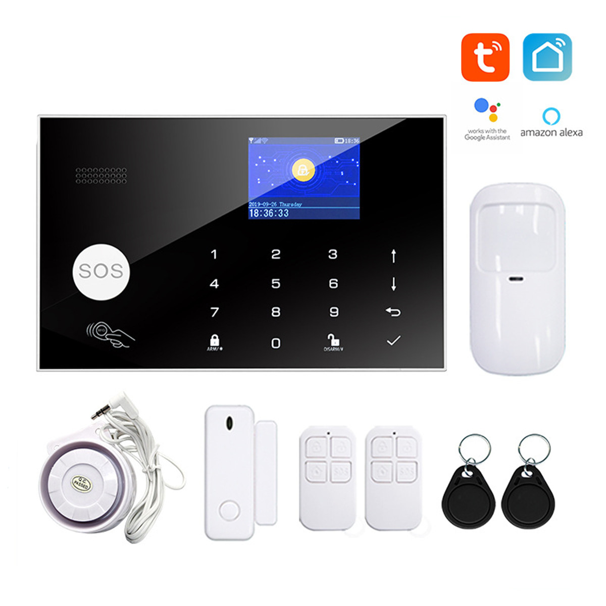4.3Inch Big Screen  Tuya Smart Life 4G +WIFI  Burglar Alarm System Touch Keypad Home Security Alarm Sensor Motion Detector