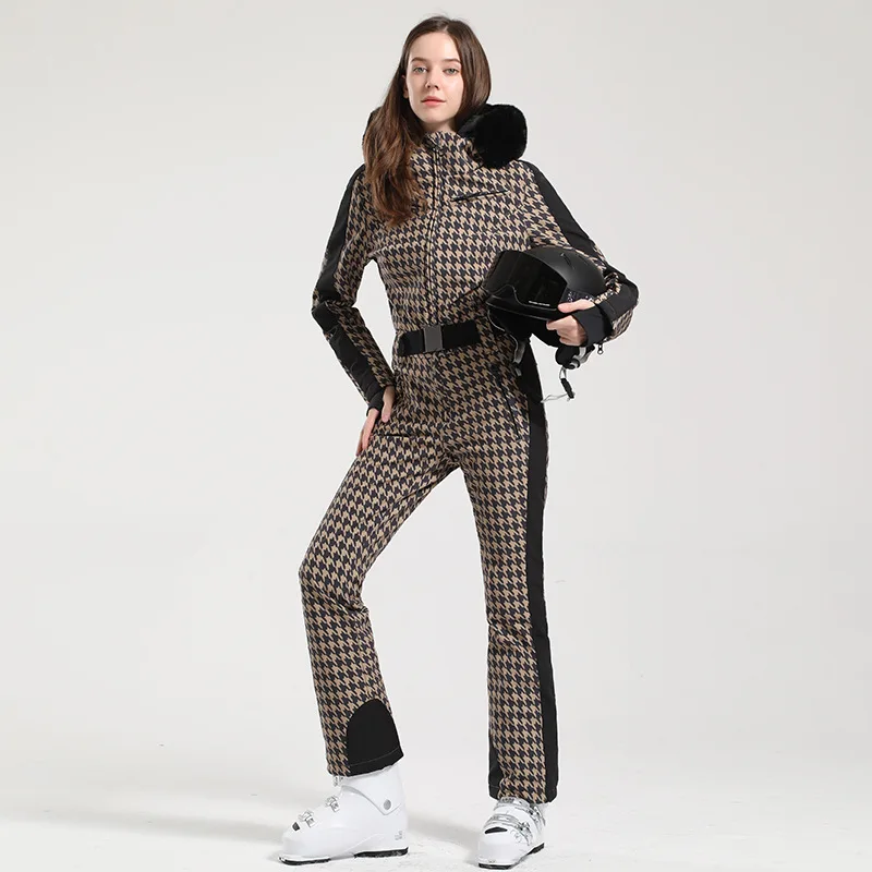 2025 New One-Piece Ski Suit Women Warm Outdoor Snowboard Jacket Overalls Ski Set Jumpsuits Windproof Waterproof Winter Clothing