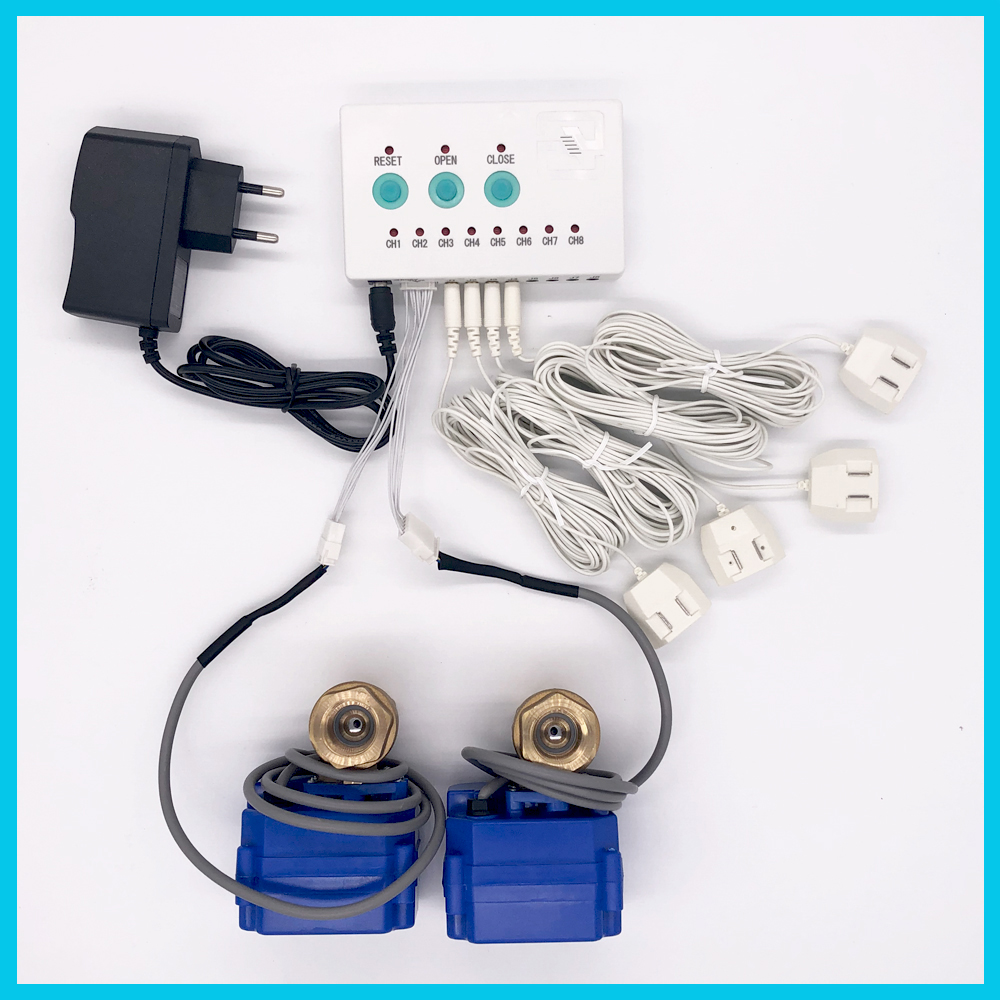 water leak detector de fugas de agua With DN15*2pcs Valve 4pcs 6meters water sensor For Water Overflow Protection smart home