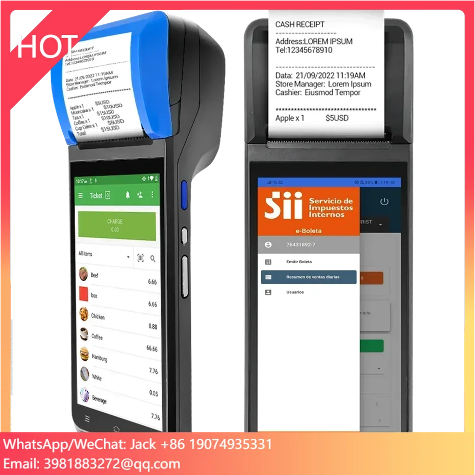 FYJ-F1 4G WIFI SIM Card Touch Screen Pos Machine Payment Mobile Taxi Car Cash Machine Wireless Data Pos System with Printer