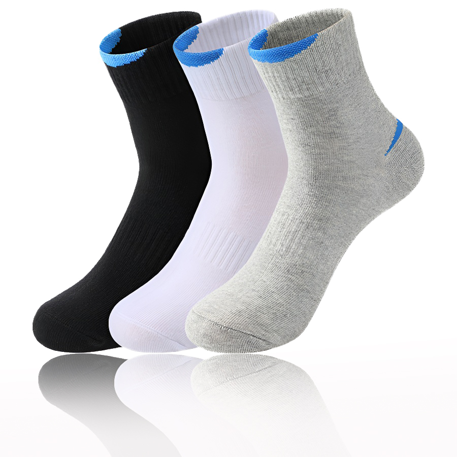 3 Pairs  Men'S Sports Socks Breathable And Non-Slip Round Neck Odor Proof And Sweat Absorbing Basketball Socks