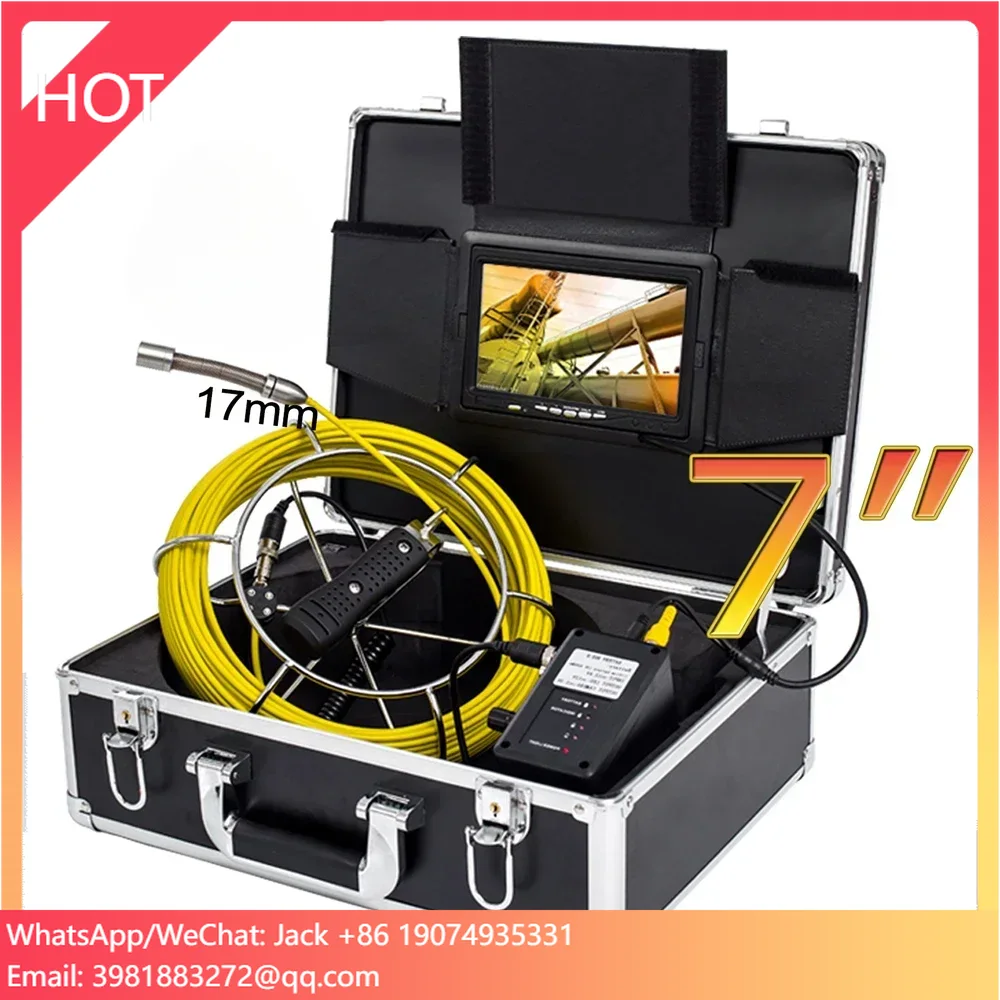 17MM Camera Head Push Rod 20m Cable 7'' TFT LCD Sewer Pipe Inspection Camera Used for Underground Sewer Camera