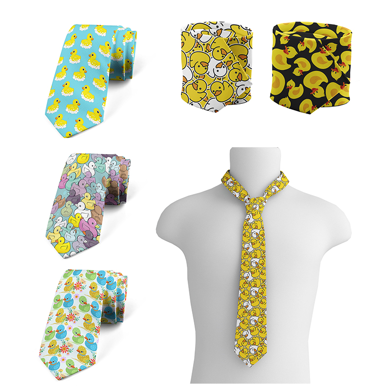 Cartoon duck 3D printed tie unisex 8cm yellow novelty tie fashion business tie men's unique accessories wedding party gift