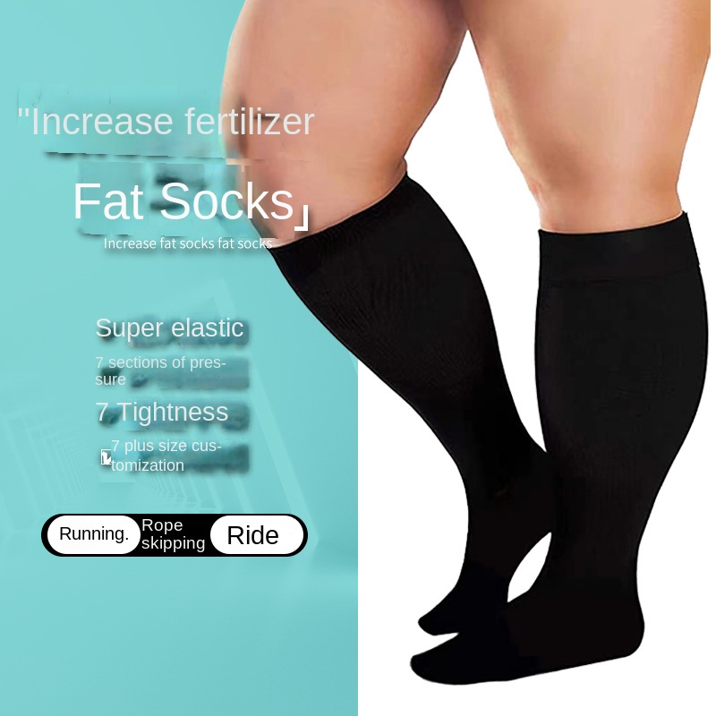 XXXL 7XL Socks Women Plus Size Solid Color Pressure Sports Men Fitness Compression Socks Run Outdoor Big Fat Support W3