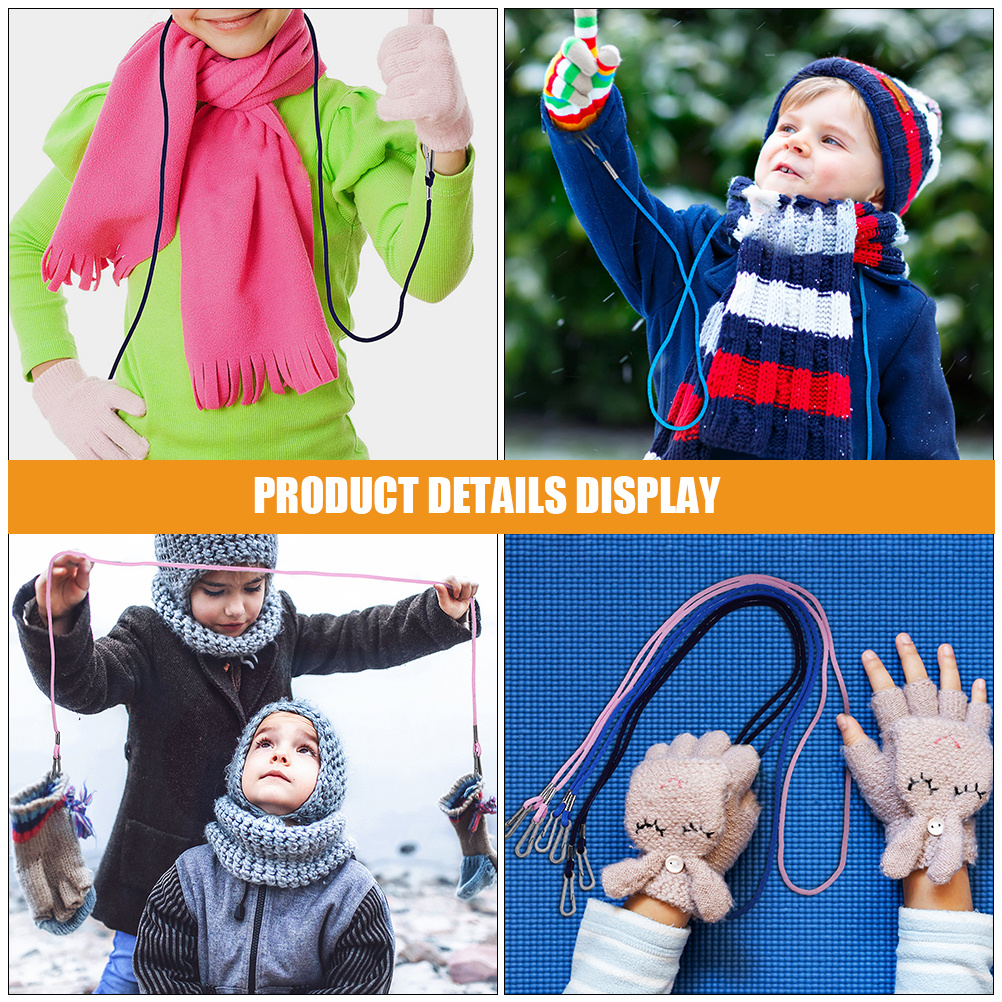 3pcs Ski Glove Rope Winter Children Nylon Holder Mitten Clips Straps Leash Portable Gloves Lanyard Durable Safe Anti Lost
