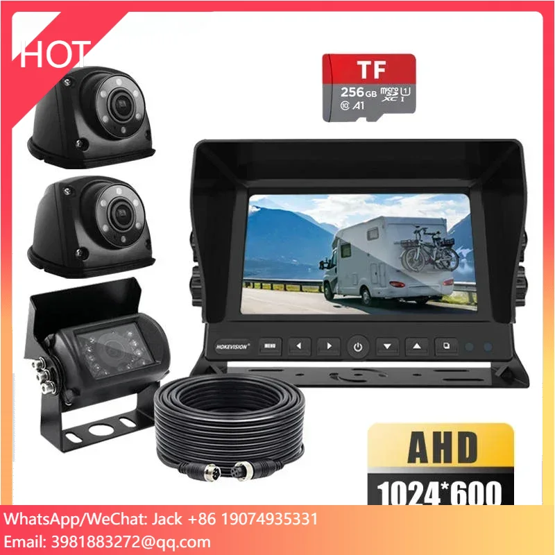 Full Hd Dvr 7inch Reverse 3 Cameras Backup Car Vehicle Security System Kit and Led Display Rearview with Sd Card for Van
