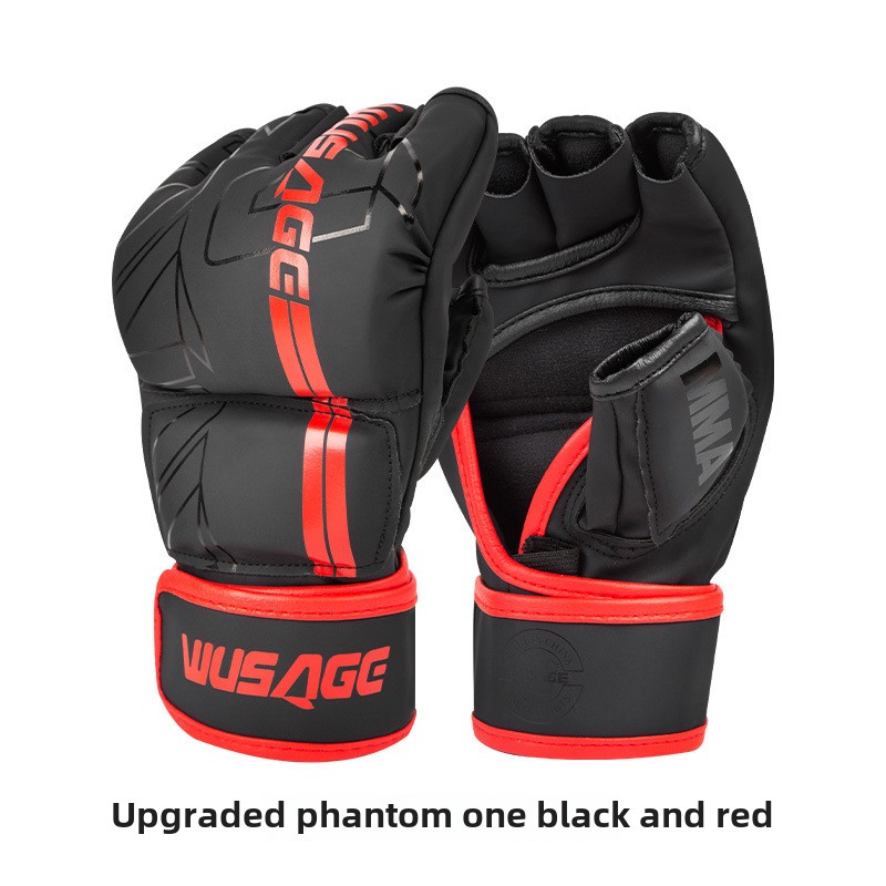 FIVING Half Finger Boxing Gloves PU Leather Fighting Kick Boxing Gloves Karate Muay Thai Training Workout Gloves Men