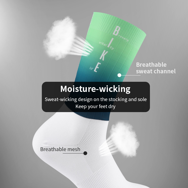 Mcycle MTB Gradient Color Aero Sport Socks, Seamless Anti-Slip Bicycle Bike Socks, Summer Riding Aero Cycling Socks