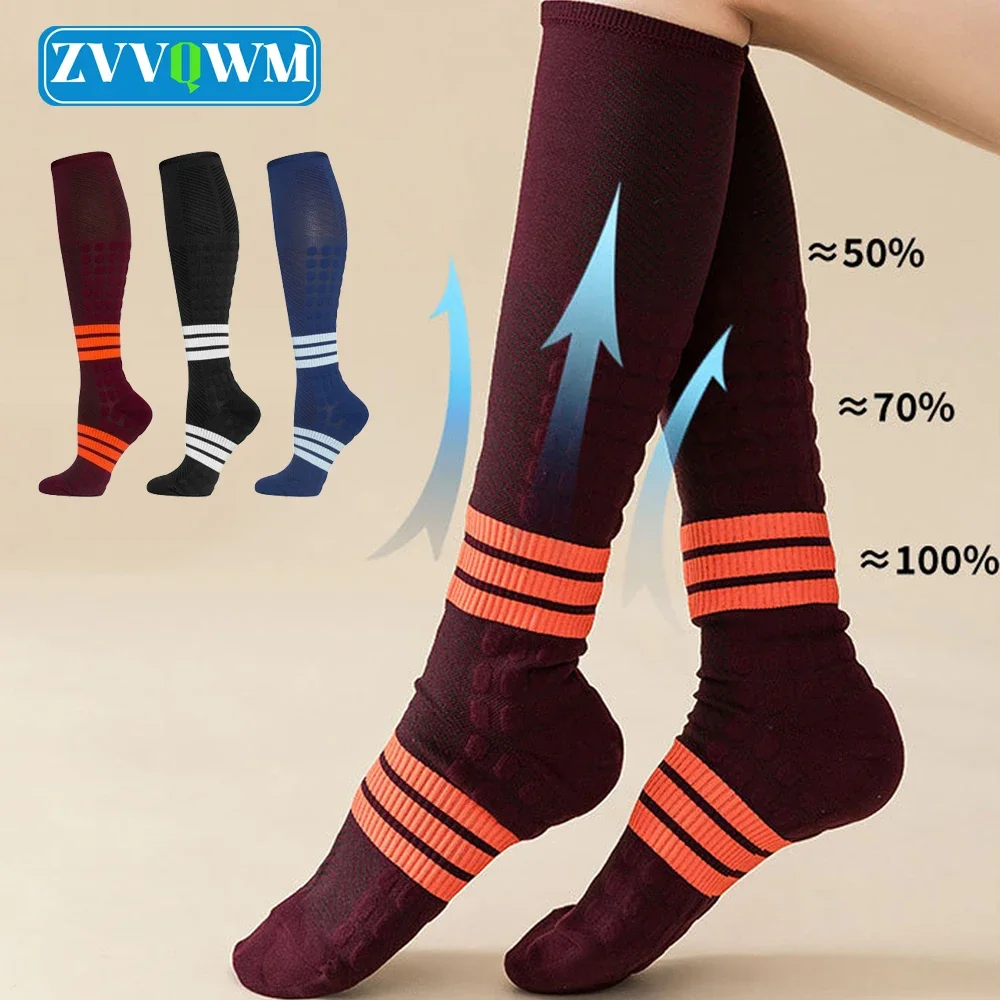 1Pair Full Compression Knee High Socks Women Men Sports Compression Stocking Running Swelling Pain Relief Socks Travel