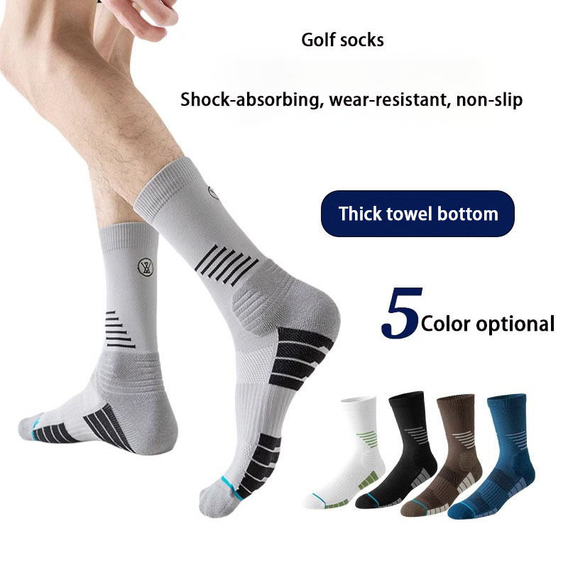 Golf sports double thick sole moisture wicking sports socks with cushioning pads on the bottom, running and professional sports