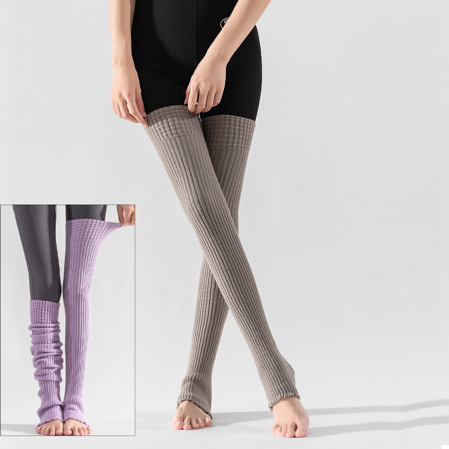 Winter Yoga Leg Warmers Thigh High Socks Thick Knit Yoga & Latin Knee-High Socks for Women, Ballet Dance/Yoga Leggings
