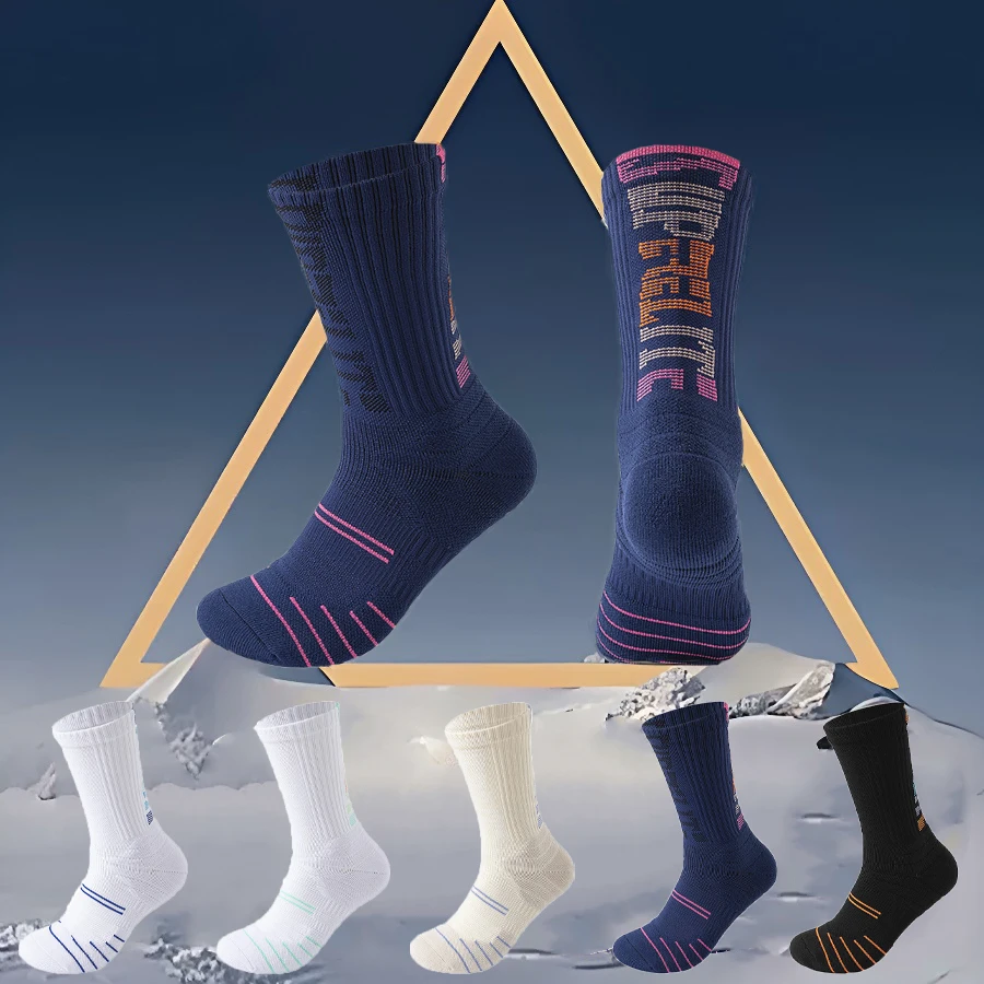 5 Pairs Mens Crew Full Cushion Athletic Running Socks with Moisture Wicking Performance Thick Cushioned Sport Basketball Sock﻿s