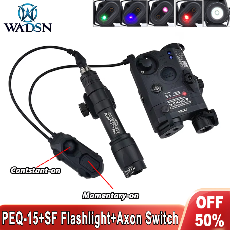 WADSN Tactical PEQ 15 Red/Green/Blue Laser IR Fill Light SF M300 M600 Hunting Flashlight AXON Remote Switch Airsoft Accessories
