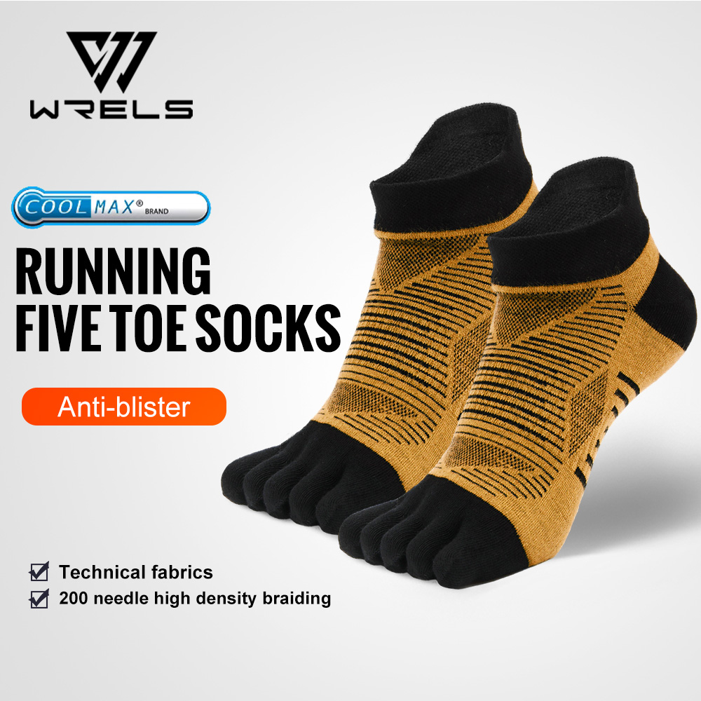 WRELS COOLMAX Five Finger Socks High Performance Athletic Toe Socks 1/3Pair Moisture Wicking Breathable Quick-Dry Five Toe Socks