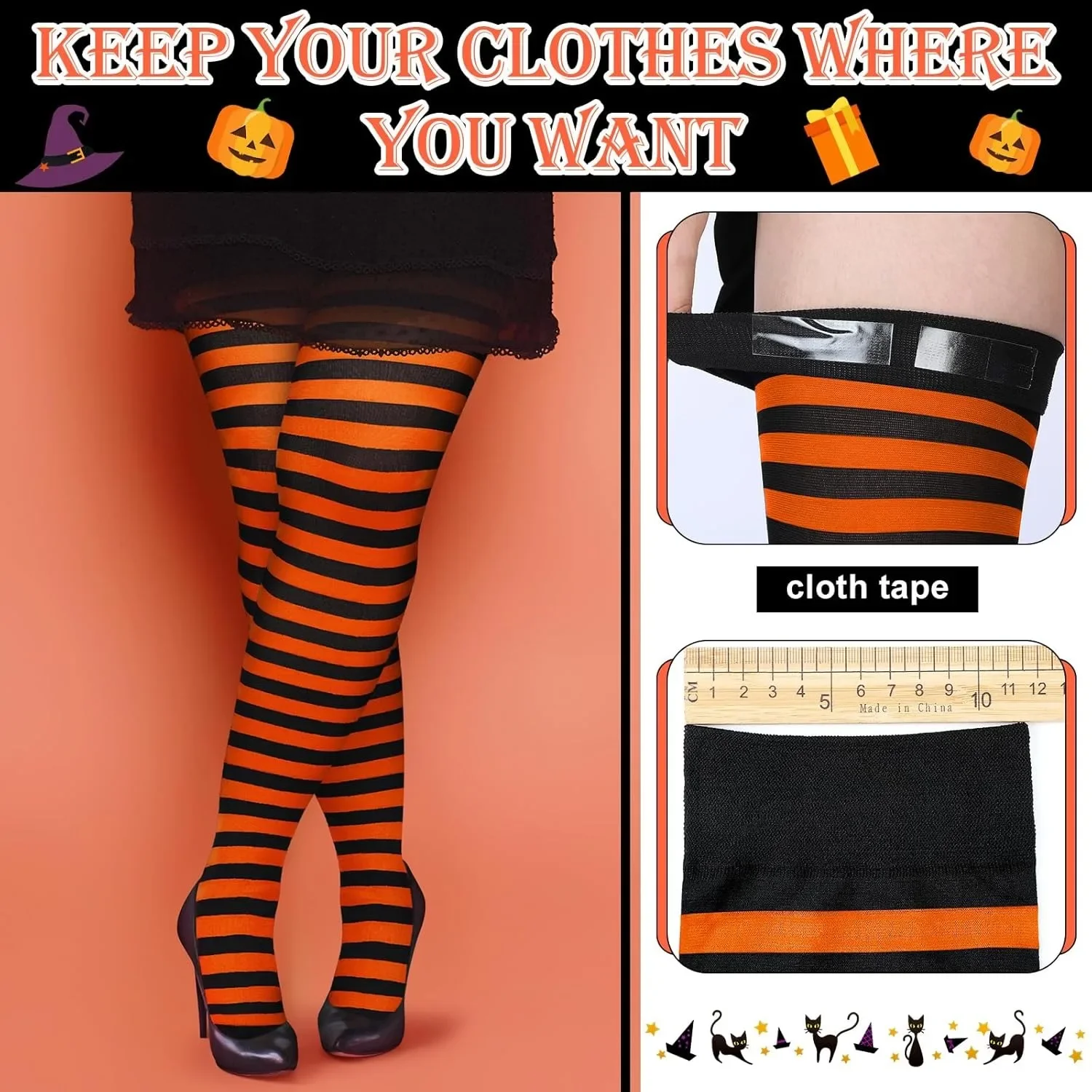 1Pair Plus Size Breathable High Long Stockings Over Knee Christmas Cosplay Party Anti Slip Costumes Knee High Long Striped Socks