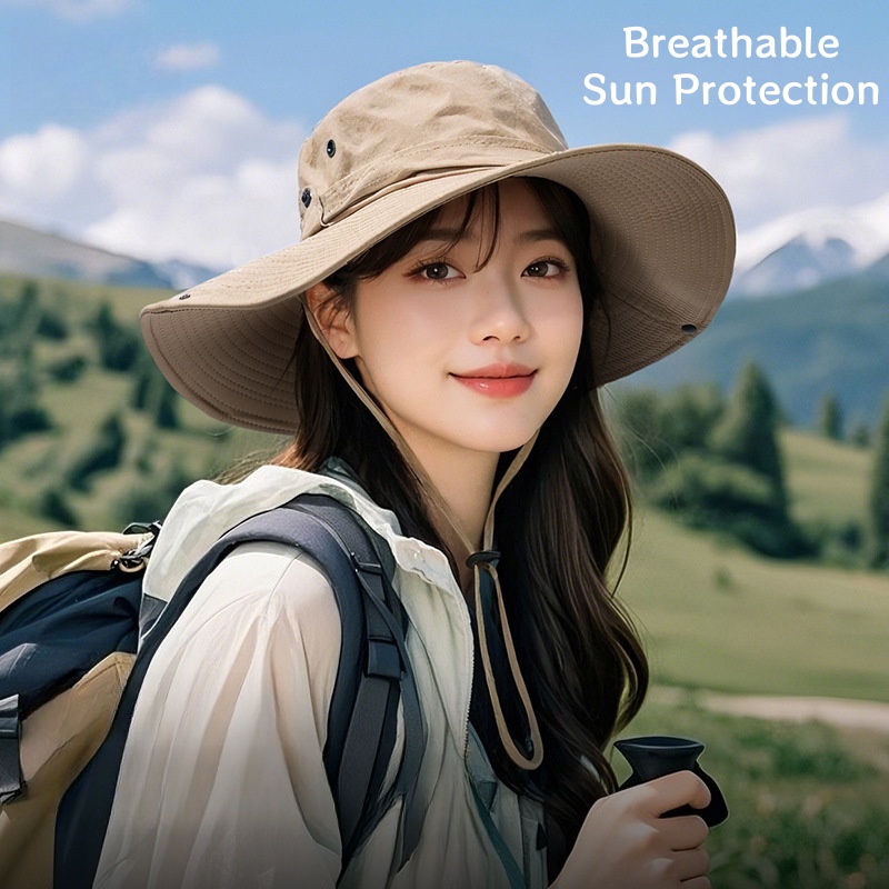 Outdoor Mountaineering Hat Cowboy Hat Men Women Sunscreen Hat Fisherman Hat UV Fishing Hat Shade Hat UPF50+