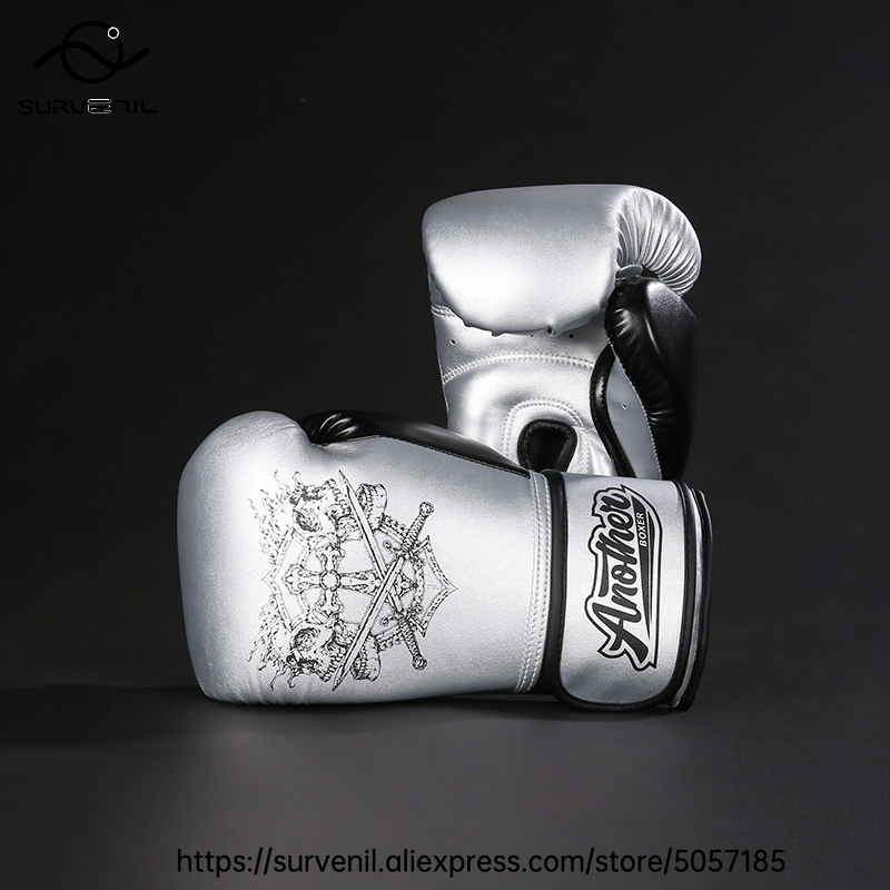Kick Boxing Gloves 10/12/14oz/16oz PU Leather Professional Muay Thai MMA Kickboxing Glove Silver Sandbag Punch Training Gear