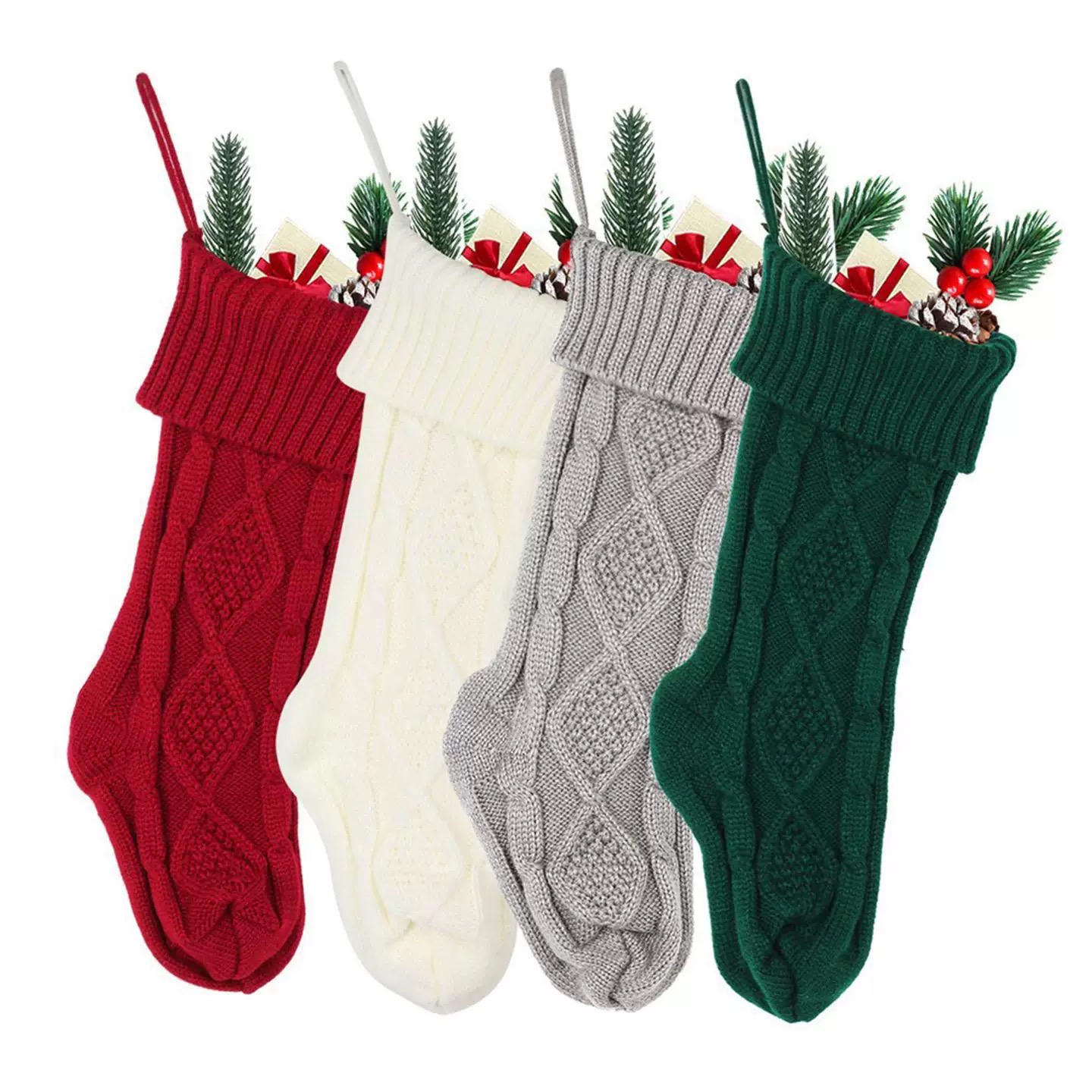 Gray Knit Christmas Stockings,Festive Tree Ornament,Gift Hanging Decor,Perfect for Christmas Party and Home Decor