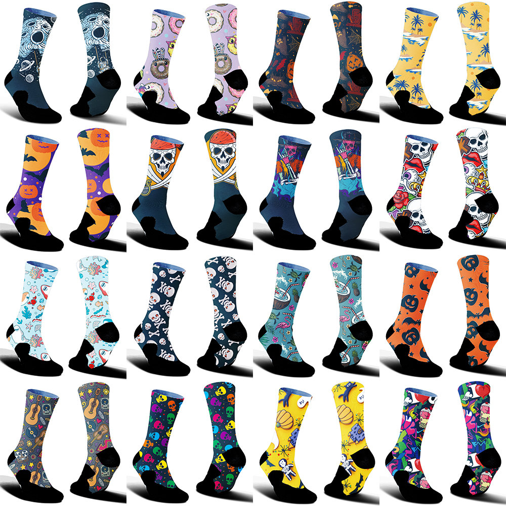 2025 New Highway bike socks Skeleton Skateboarding Donut print Cycling socks comfortable anti slip sports bike socks
