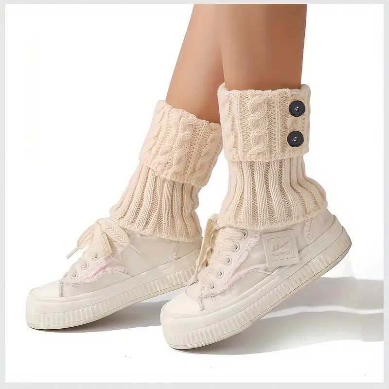Short Boot Sock Sleeves,Button Detail Leg Warmers,Crochet Knitted Boot Leg Warmers Socks, Women's Stockings & Hosiery