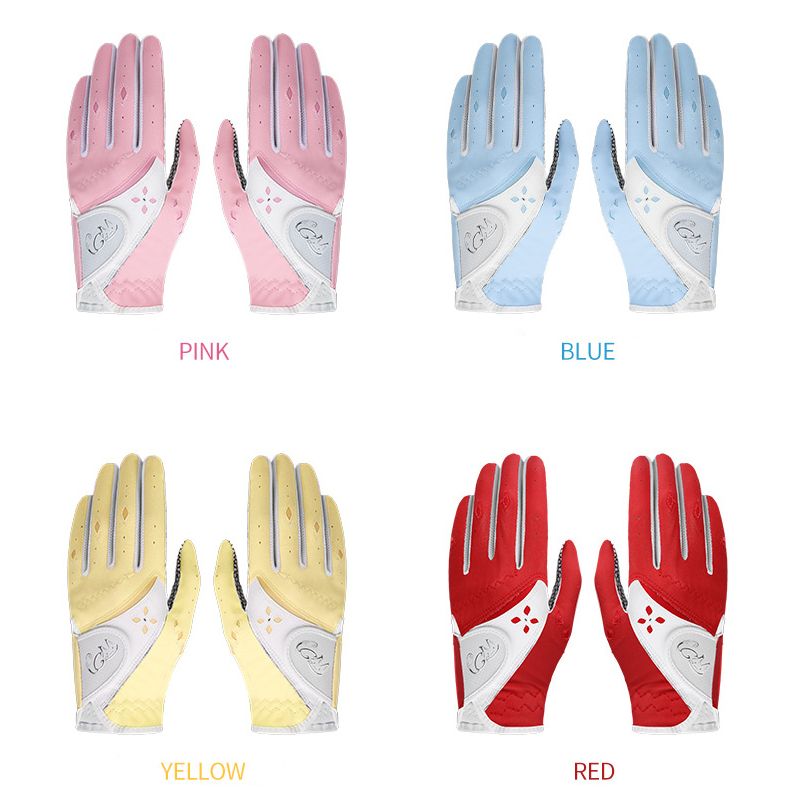 1 Pair PU Non-Slip Golf Gloves for Women 17#, 18#, 19#, 20#, 21# Tightness Adjustable Soft Breathable Outdoor Sports Accessories