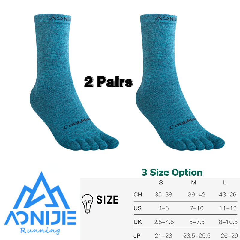 AONIJIE 3 Pairs Medium Long Tube Five Fingers Socks Toe Barefoot Running Soccer Basketball Sports Yoga Men Women Marathon E4830