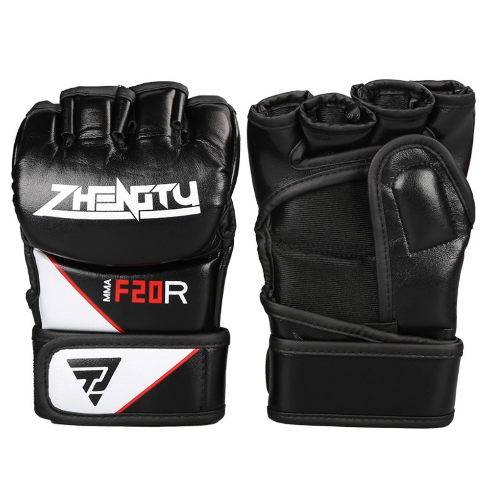 Ultra fiber boxing gloves with exposed half fingers, combat karate, Muay Thai, free combat, boxing gloves with thickened fingers