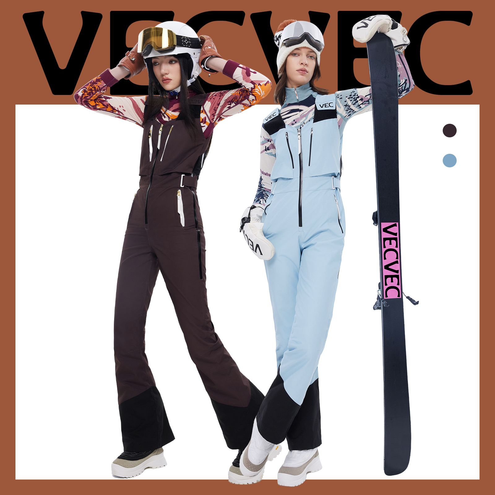 VECVEC Single and Double Board Ski Pants Freestyle 3L Lamb Fleece Women Edition Warm Windproof Waterproof Breathable Durable