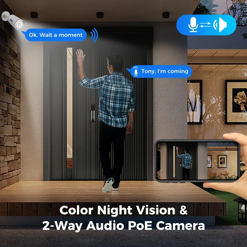 Ai Smart Face Recognition Security NVR Video Monitoring Kit Outdoor 8CH 4K 8MP CCTV Camera System