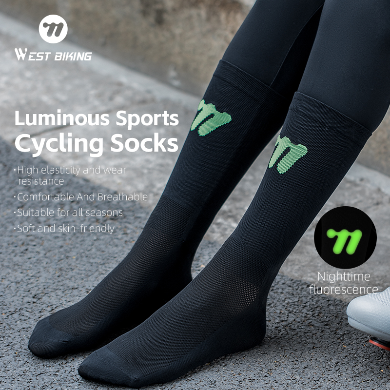 Winter Cycling Socks Warm Luminous High Elasticity Anti Slip Breathable for Road Bike MTB Running Men Women 1-5 Pairs