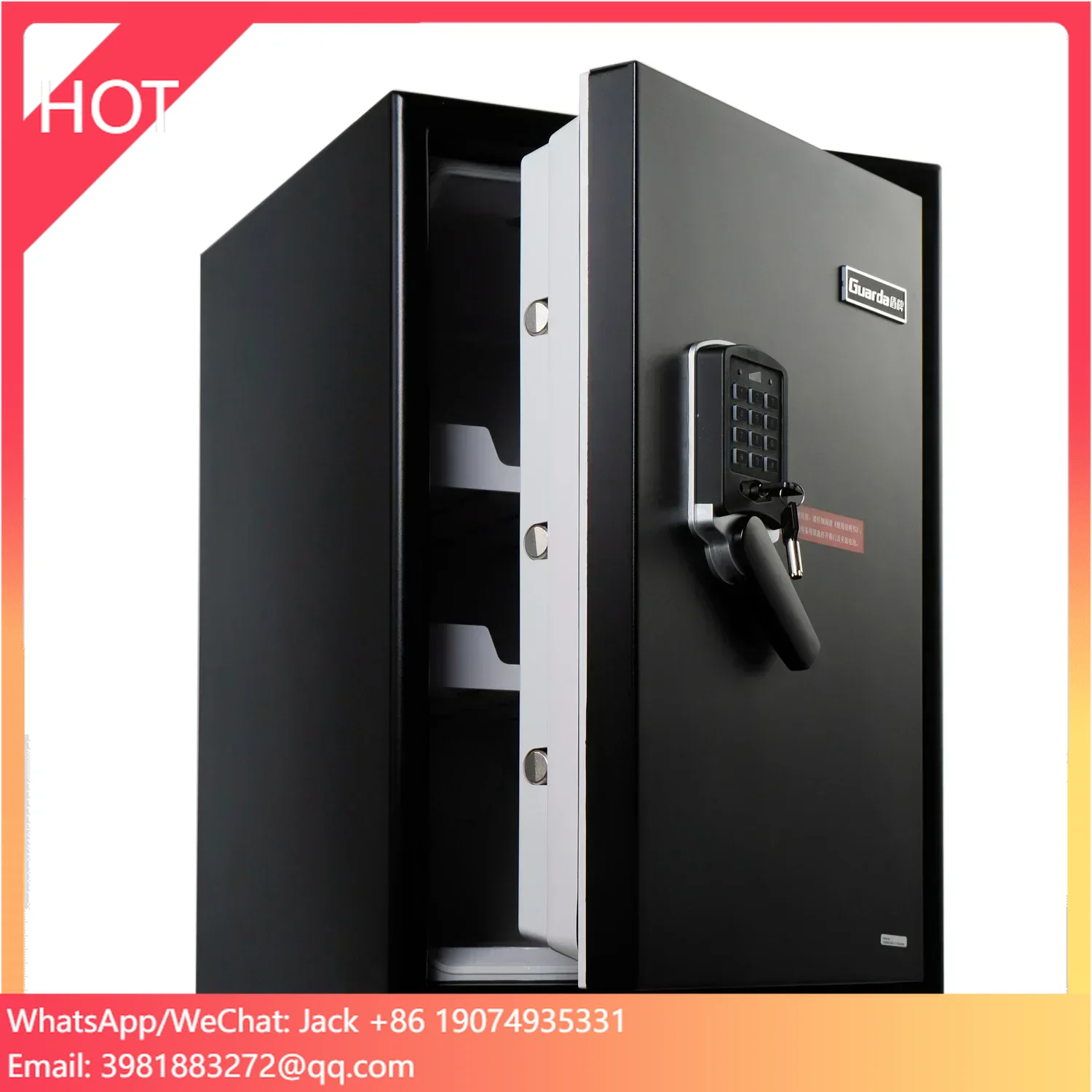 Safe Tresor Security Safe Deposit Box Fireproof Waterproof Safety Box with Digital Code Lock, 3245SD