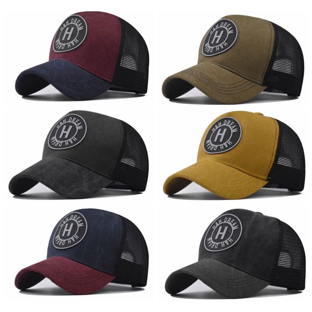 Men Women Two-tone Baseball Cap Sun Protection Breathable Mesh Cap Stitching Cotton Snapback Hat Trucker Hat