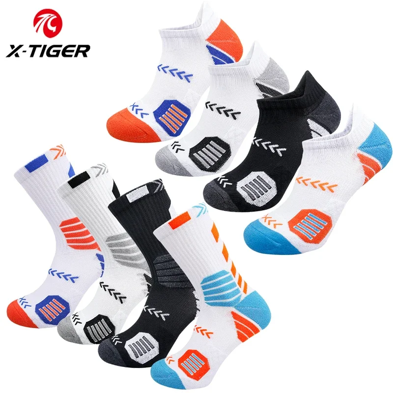 X-TIGER Sports Socks Sets Socks 4 Pairs Men's Women Professional Cycling Socks Breathable Sport Running Camping Football Socks