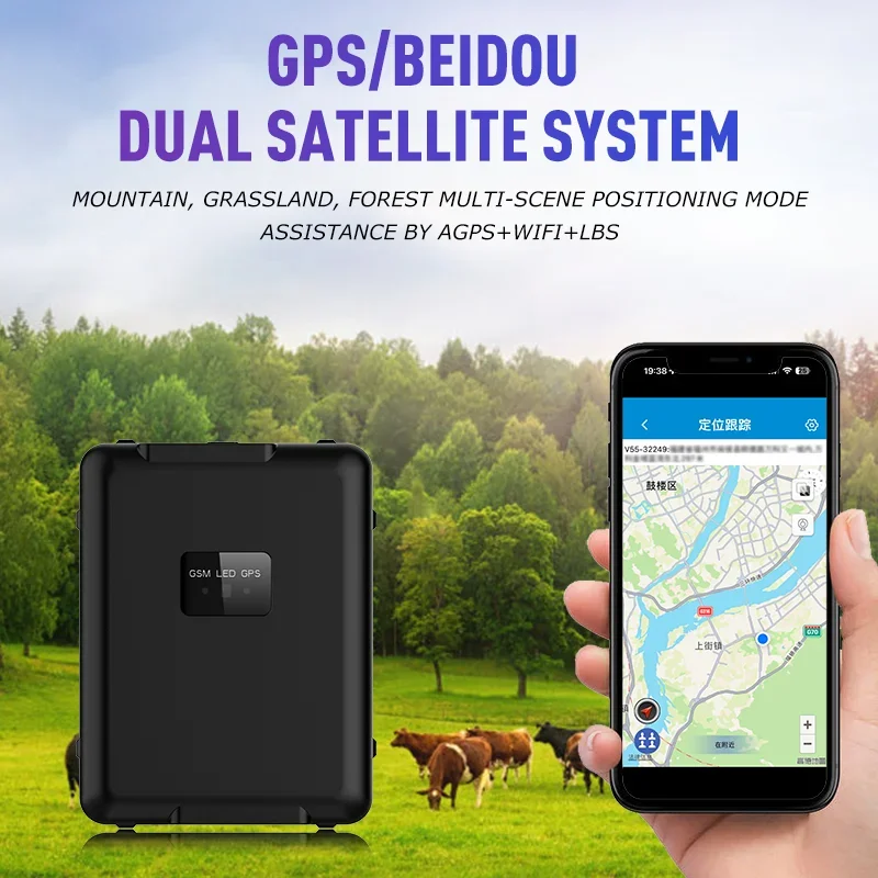 4G GPS Tracker 4G LTE/3G WCDMA/2G GSM Networks WIFI 30000mAh Battery SOS Alarm Sheep Cow Cattle Horse Tracker RF-V55 Tracker