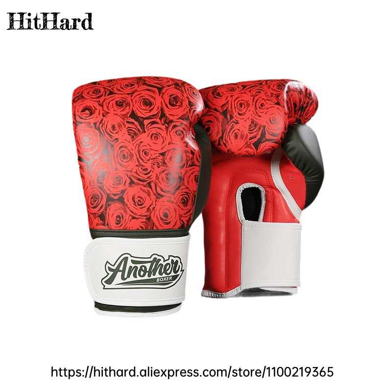 Boxing Training Gloves Rose Print Women Men Competition Training Workout Gloves for Kickboxing Muay Thai Sparring Punching Bag