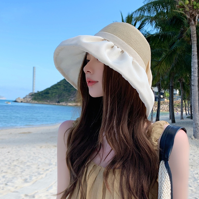 Outdoor Summer Sunscreen Shade Straw Hat Big Brim Bow Sun Hat Children Hundreds of Fashion Fisherman's Hat